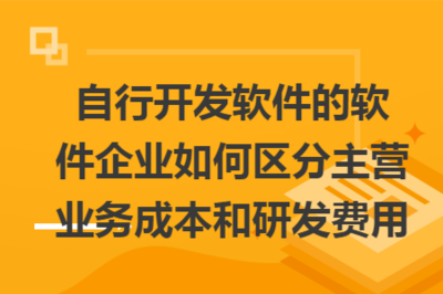 自行開發軟件的軟件企業如何區分主營業務成本與研發費用——以技術開發及銷售為例
